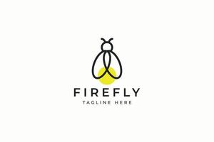 Firefly Logo Glowworm Beetle Firebug Minimalist Linear Logo Fairy and Fantasy Sign Symbol vector