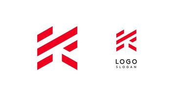Abstract red geometric letter K with parallel lines. Stripes modern logotype concept, futuristic design for an innovative company, minimalist sporty and technological power style. illustration vector