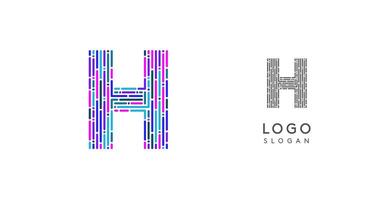 Colorful abstract letter H logo design with futuristic circuit pattern. Ideal for tech companies, digital media, software, apps, networking, branding. illustration. vector