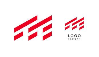 Abstract red geometric letter M with parallel lines. Stripes modern logotype concept, futuristic design for an innovative company, minimalist sporty and technological power style. illustration vector