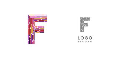 Colorful abstract letter F logo design with futuristic circuit pattern. Ideal for tech companies, digital media, software, apps, networking, branding. illustration. vector