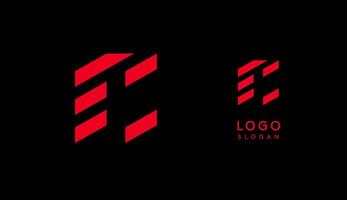 Abstract red geometric letter Cwith parallel lines. Stripes modern logotype concept, futuristic design for an innovative company, minimalist sporty and technological power style. illustration vector