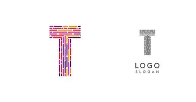 Colorful abstract letter T logo design with futuristic circuit pattern. Ideal for tech companies, digital media, software, apps, networking, branding. illustration. vector
