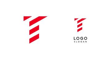 Abstract red geometric letter T with parallel lines. Stripes modern logotype concept, futuristic design for an innovative company, minimalist sporty and technological power style. illustration vector