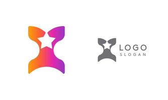 Letter x star, vibrant gradient colored logo for media, entertainment, technology, startup, social networking, communication, digital marketing industries. illustration vector