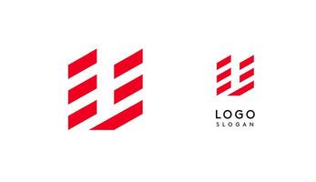 Abstract red geometric letter U with parallel lines. Stripes modern logotype concept, futuristic design for an innovative company, minimalist sporty and technological power style. illustration vector