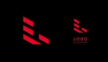 Abstract red geometric letter L with parallel lines. Stripes modern logotype concept, futuristic design for an innovative company, minimalist sporty and technological power style. illustration vector