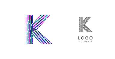 Colorful abstract letter K logo design with futuristic circuit pattern. Ideal for tech companies, digital media, software, apps, networking, branding. illustration. vector
