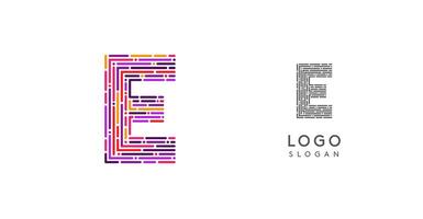 Colorful abstract letter E logo design with futuristic circuit pattern. Ideal for tech companies, digital media, software, apps, networking, branding. illustration. vector