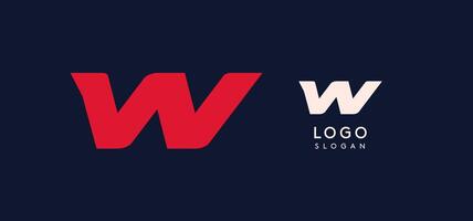 Wide bold red letter W, modern dynamic logo for business identity of technological, automotive and sports business. illustration. vector