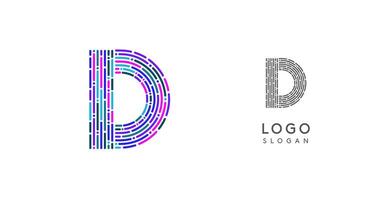 Colorful abstract letter D logo design with futuristic circuit pattern. Ideal for tech companies, digital media, software, apps, networking, branding. illustration. vector