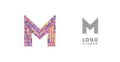 Colorful abstract letter M logo design with futuristic circuit pattern. Ideal for tech companies, digital media, software, apps, networking, branding. illustration. vector