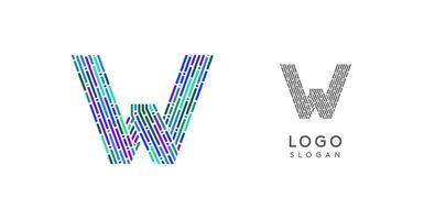 Colorful abstract letter W logo design with futuristic circuit pattern. Ideal for tech companies, digital media, software, apps, networking, branding. illustration. vector