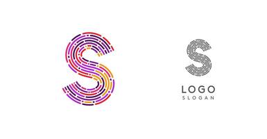 Colorful abstract letter S logo design with futuristic circuit pattern. Ideal for tech companies, digital media, software, apps, networking, branding. illustration. vector