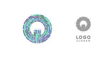 Colorful abstract letter Q logo design with futuristic circuit pattern. Ideal for tech companies, digital media, software, apps, networking, branding. illustration. vector
