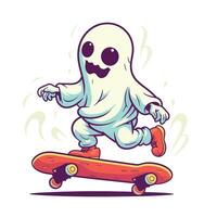 Playful Ghost Shredding On A Skateboard vector