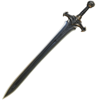 decorativo espada con intrincado empuñadura diseño desplegado en un neutral antecedentes png