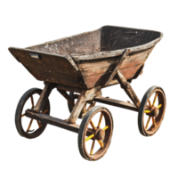 Vintage ▾ di legno carrello su ruote, Usato per trasporto merce, visualizzazione rustico fascino e artigianato png