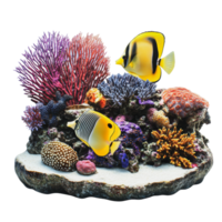 Colorful tropical fish swimming around vibrant coral reef in a serene underwater environment png