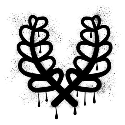 Laurel wreath graffiti with black spray paint