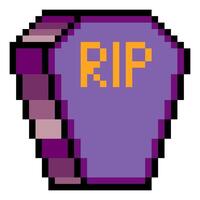 Helloween coffin in pixel art style vector