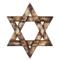 Wooden star of David with a rustic finish displayed against a neutral background png