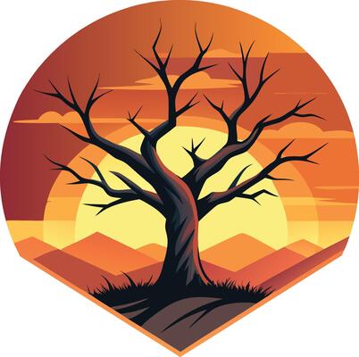 Old dark trees with roots dead forest Halloween theme