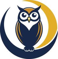 Owl With Wide Dark Gray Outline Color and Bright vector