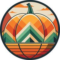 pumpkin on a cloud with a sun in the background vector