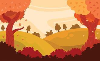 Flat background garden and trees for autumn celebration vector
