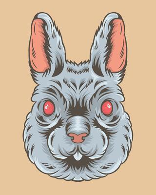 Hand Drawn Rabbit Head Illustration