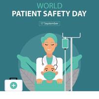 illustration graphic of a doctor holds a patient's shoulder, perfect for international day, world patient safety day, celebrate, greeting card, etc. vector