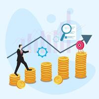 vectors about business, business targets, graphs and charts
