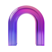 Colorful arch sculpture with a gradient effect in shades of pink and purple png