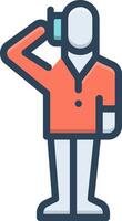 Color icon for talking on phone vector