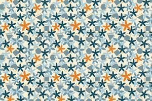 Floral and geometric shapes abstract design seamless repeat pattern vector