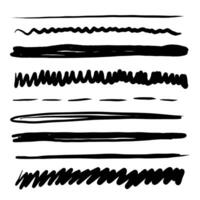 Set of artistic pen brushes. Hand drawn grunge strokes. Doodle lines, various dividers for web sites. vector