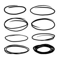 Hand drawn circle line scrible sketch set. round circles for message note mark design element and for bussiness element. vector