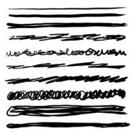 Set of artistic pen brushes. Hand drawn grunge strokes. Doodle lines, various dividers for web sites. vector