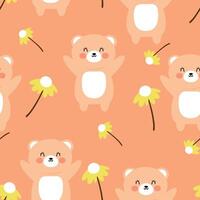 Seamless pattern with cute cartoon bears, for fabric prints, textiles, colorful gift wrapping paper for children, flat style vector