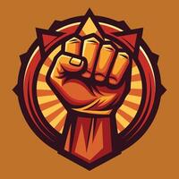 Powerful Fist Emblem Bold Symbol of Strength and Unity in Vibrant Colors vector
