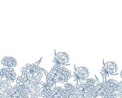 Peony and Hydrangea Hand Drawn Flower Background vector