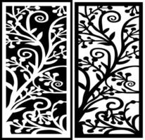 Laser cutting black and white tree trunk motif vector
