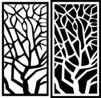 Laser cutting black and white tree trunk motif vector