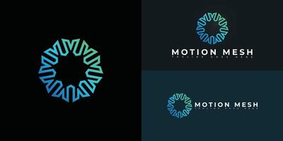 Abstract spiral initial letter M or MM in blue-green color isolated on multiple background colors. The logo is suitable for software provider company logo design inspiration templates. vector