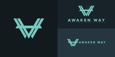 Abstract initial letter AW or WA in blue color isolated on multiple background colors. The logo is suitable for personal branding logo design inspiration templates. vector