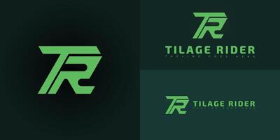 Abstract initial letter TR or RT in green color isolated on multiple background colors. The logo is suitable for farm robot tractor logo design inspiration templates. vector