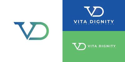 Abstract initial letter VD or DV in blue-green color isolated on multiple background colors. The logo is suitable for vasectomy clinic logo design inspiration templates. vector