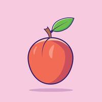 Realistic fresh ripe peach isolated peach illustration with solid color background vector