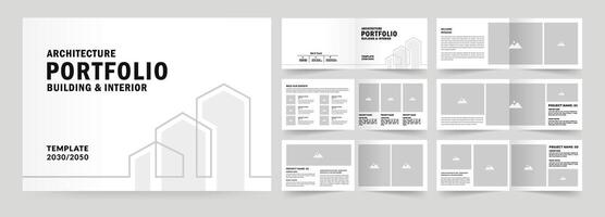 Landscape architecture portfolio template or Portfolio layout design. A4 size brochure design for interior vector